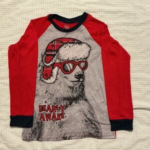 Wonder Nation Red Bear Graphic Long Sleeve Tee